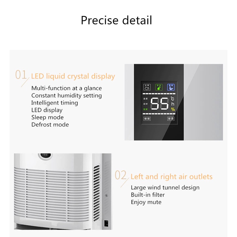 2,2 liter dehumidifier  pengering udara layar LCD layar besar, dengan filter hepa, gener YANGZI CS-10E