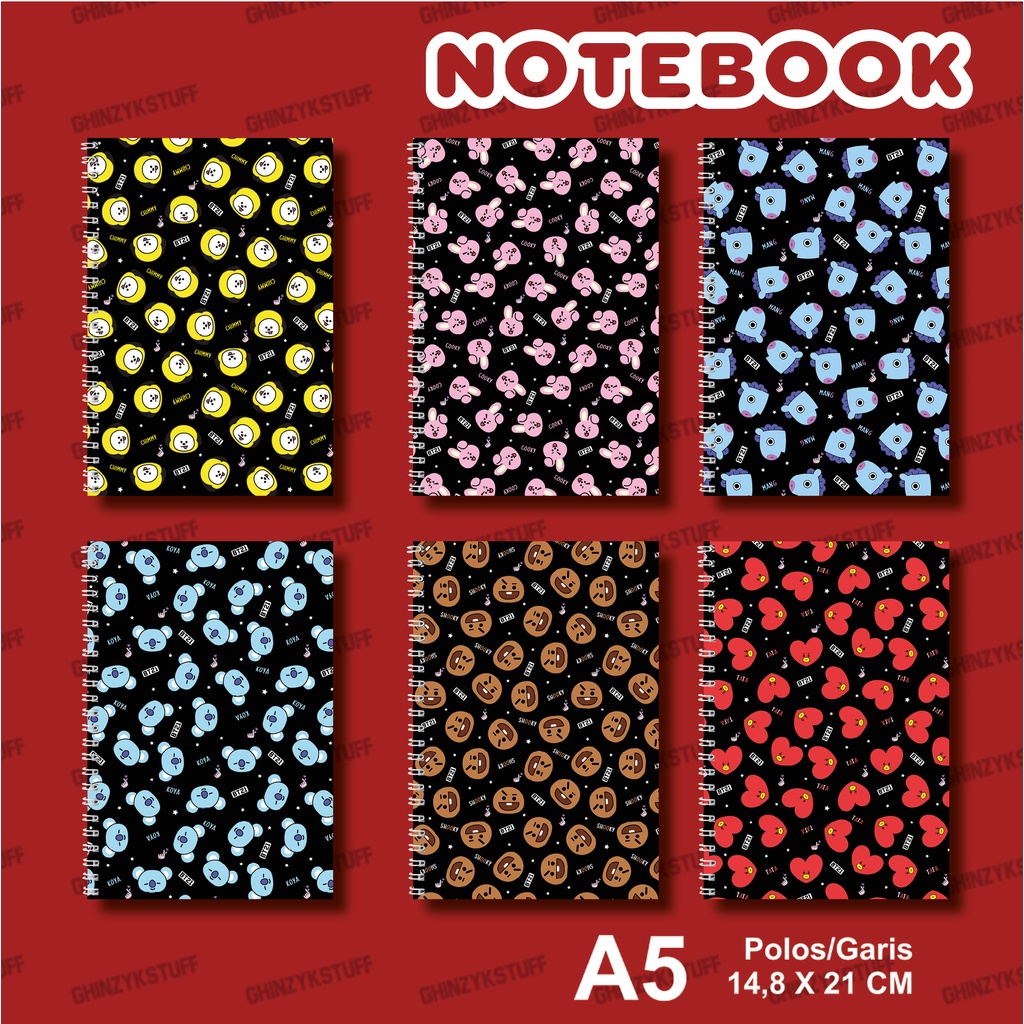 

Notebook KPOP BTS BT21 PATTERN Ukuran A5 14,6 cm x 21 cm KPOP Merchandise