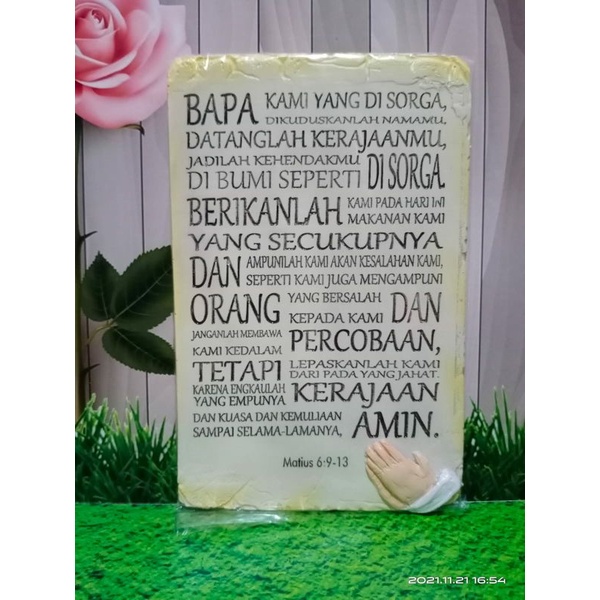 Plakat Resin Pajangan Dinding Rohani Kristen Katolik Doa Bapa Kami Original Homemade