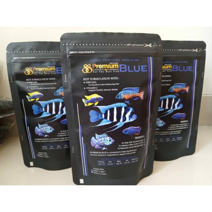 Pelet 88 Premium BLUE CICHLID 2 mm Pellet Pakan Makanan Ikan 100 gram