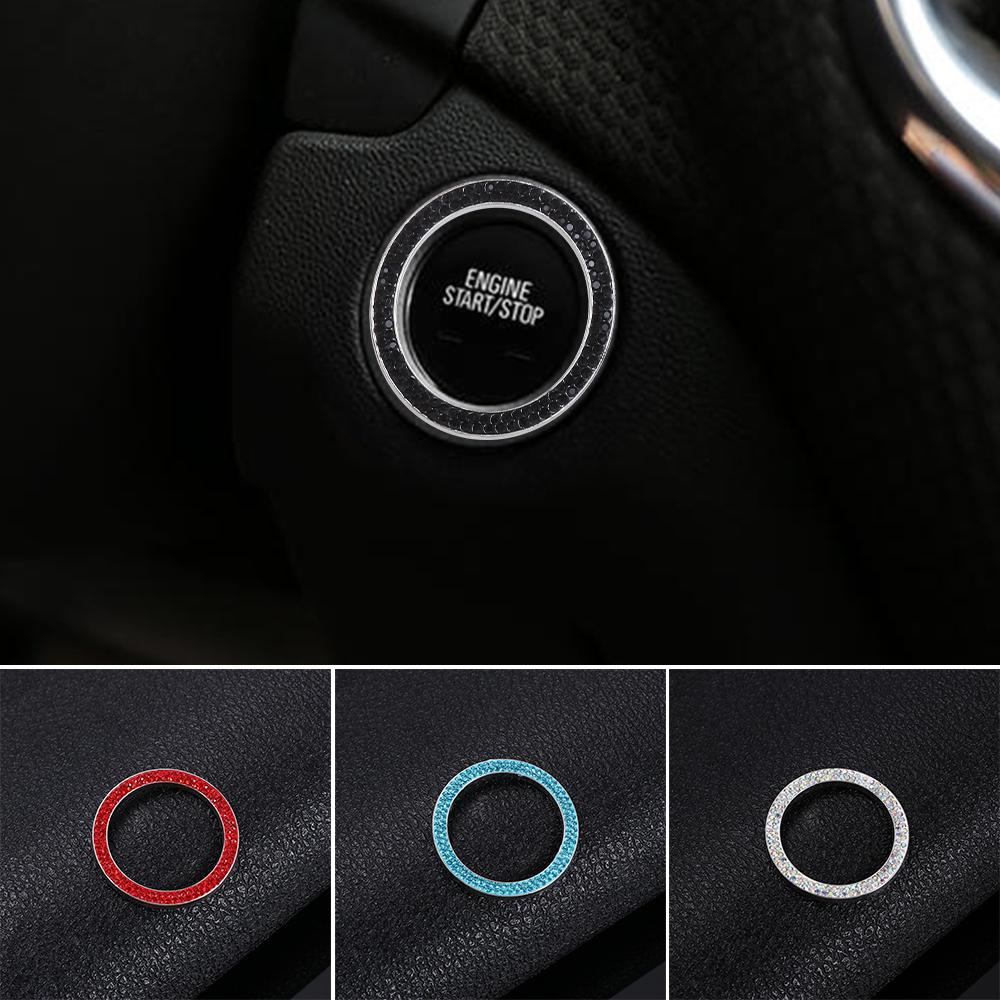 Populer Cincin Berlian Bling Kristal Cincin Tombol Mobil Start Switch Lingkaran Lis Stop Kontak Push Button Switch Cover