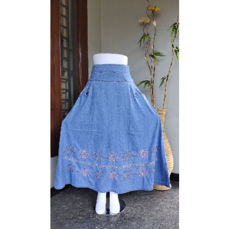 Rok Jeans Wanita / Rok Panjang Wanita / Rok Bordir / Rok Jeans Murah / Rok Cantik
