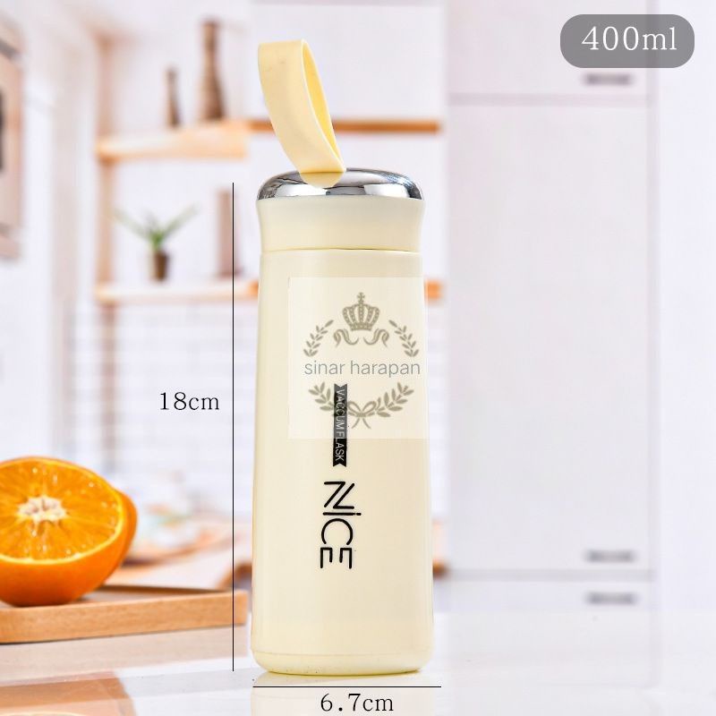 Botol minum NICE/LOVE botol minum kaca beling/termos botol 400ml