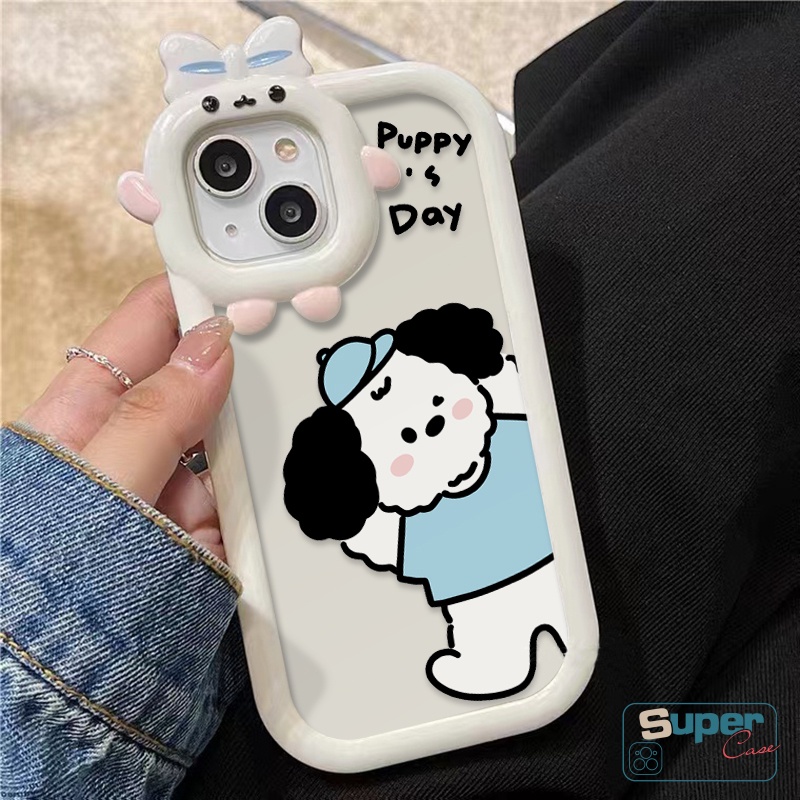 3d Bow-knot Little Monster Lensa Kartun Puppy Dog Case Samsung A14 A13 A04 A12 A04E A32 A03 A53 A52 A73 A23 A22 A02s A50 A03s A04s A51 A52s A50s A21s A71 A11 A33 M32 F2 M11 M12