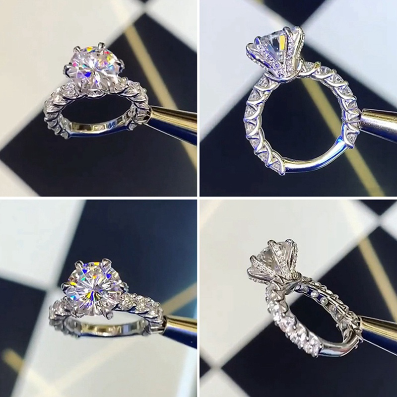 Cincin Bahan 925 Sterling Silver Aksen Berlian Gaya Vintage Untuk Pernikahan