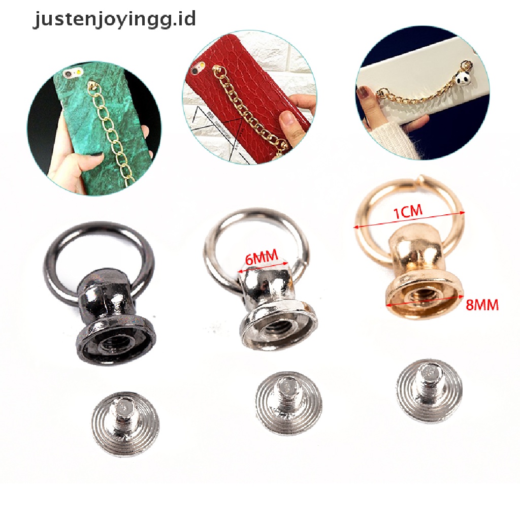 10pcs Kancing Rivet Bentuk O Bahan Metal Ukuran 8mm Untuk Tas / Handphone