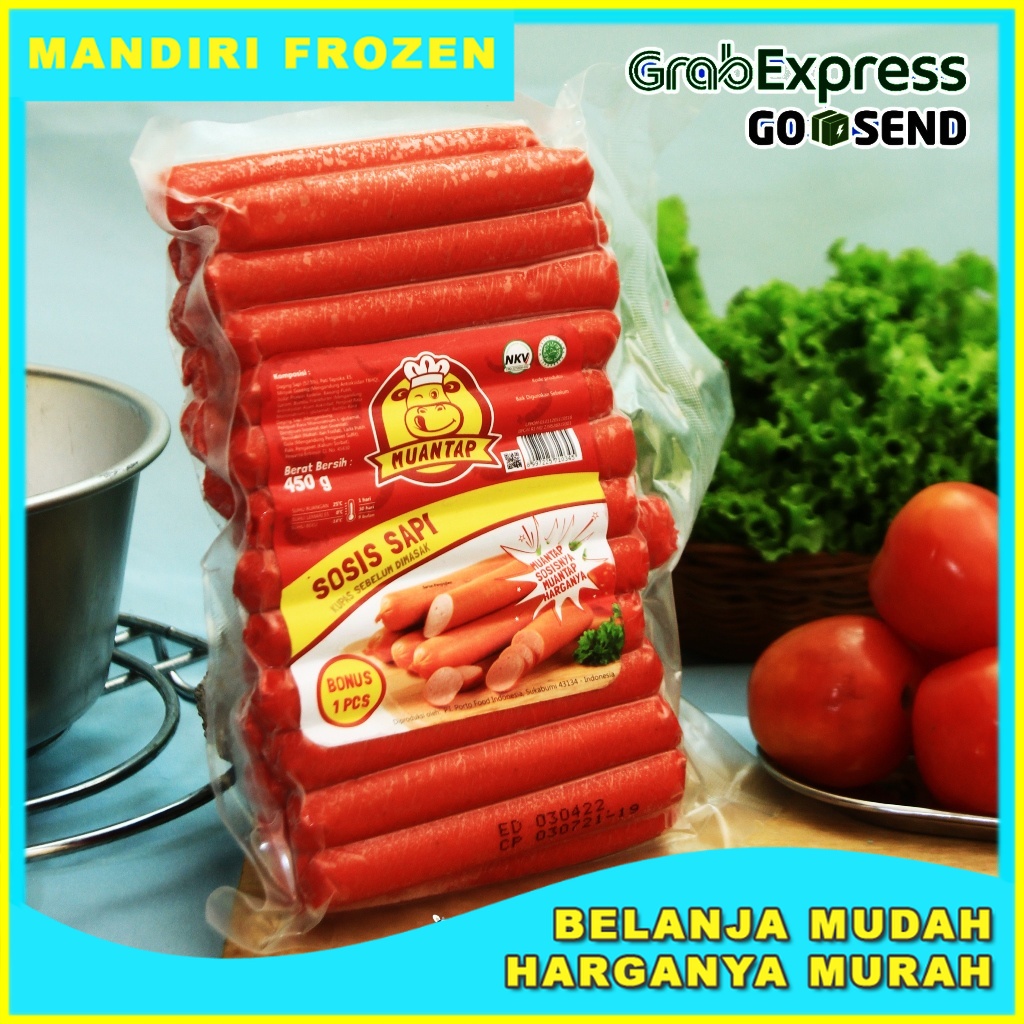 

MUANTAP Sosis Sapi 450gr Isi 25pcs - Makanan Beku Olahan Sosis