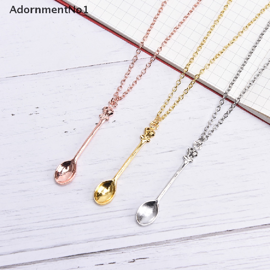 (AdornmentNo1) Kalung Rantai Dengan Liontin Sendok Teh Kecil Bahan Alloy Untuk Wanita