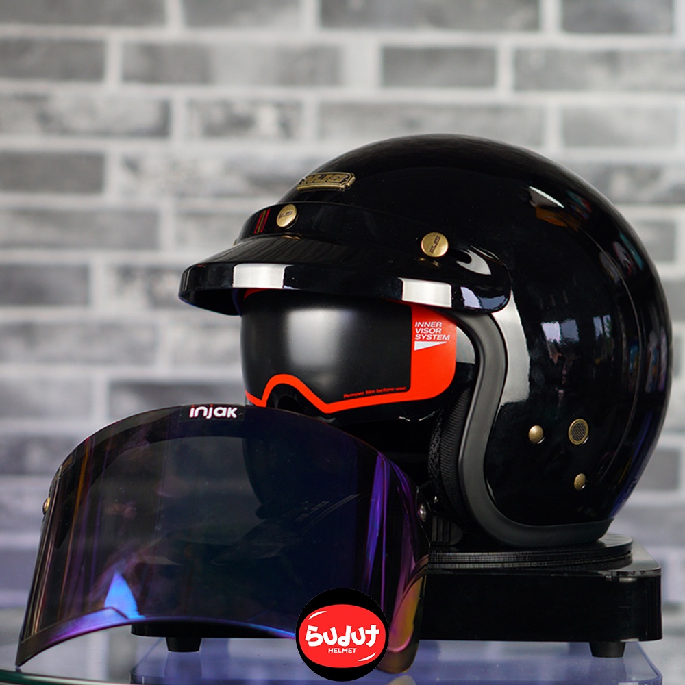 Helm NJS NX-2 NX2 Original Dewasa Premium Retro Inner Visor Paket Kaca Datar Atau Cembung