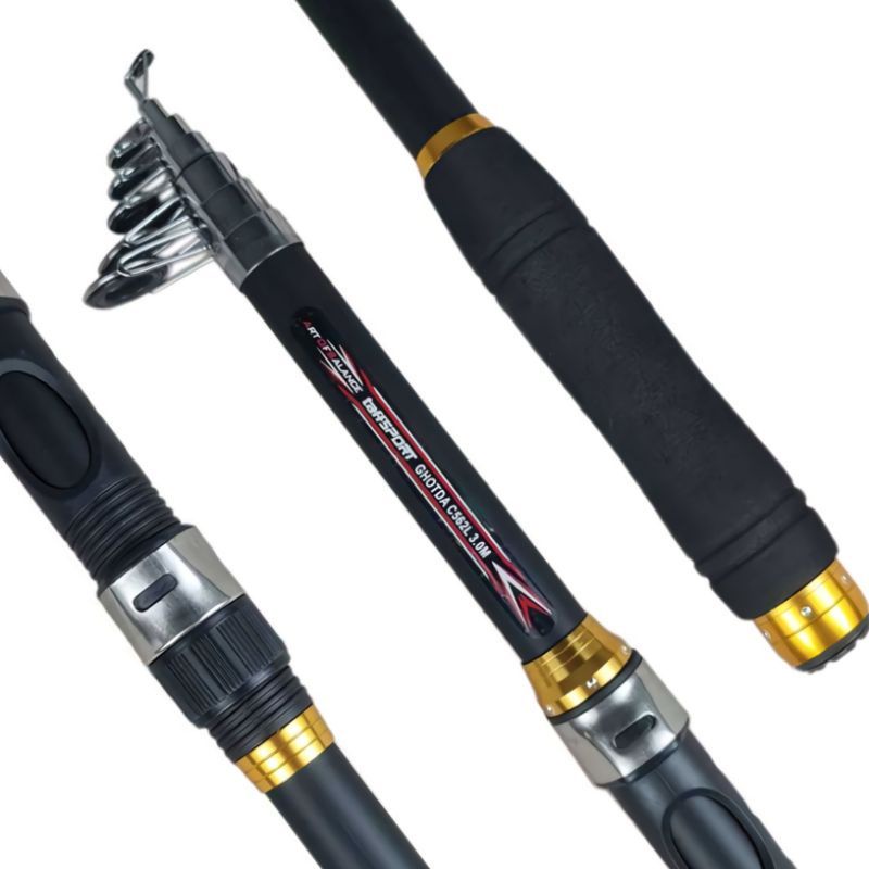 Taffsport Ghotda Stik Pancing Joran Pancing Spinning Profesional 3 Meter Carbon Fiber - CF3000