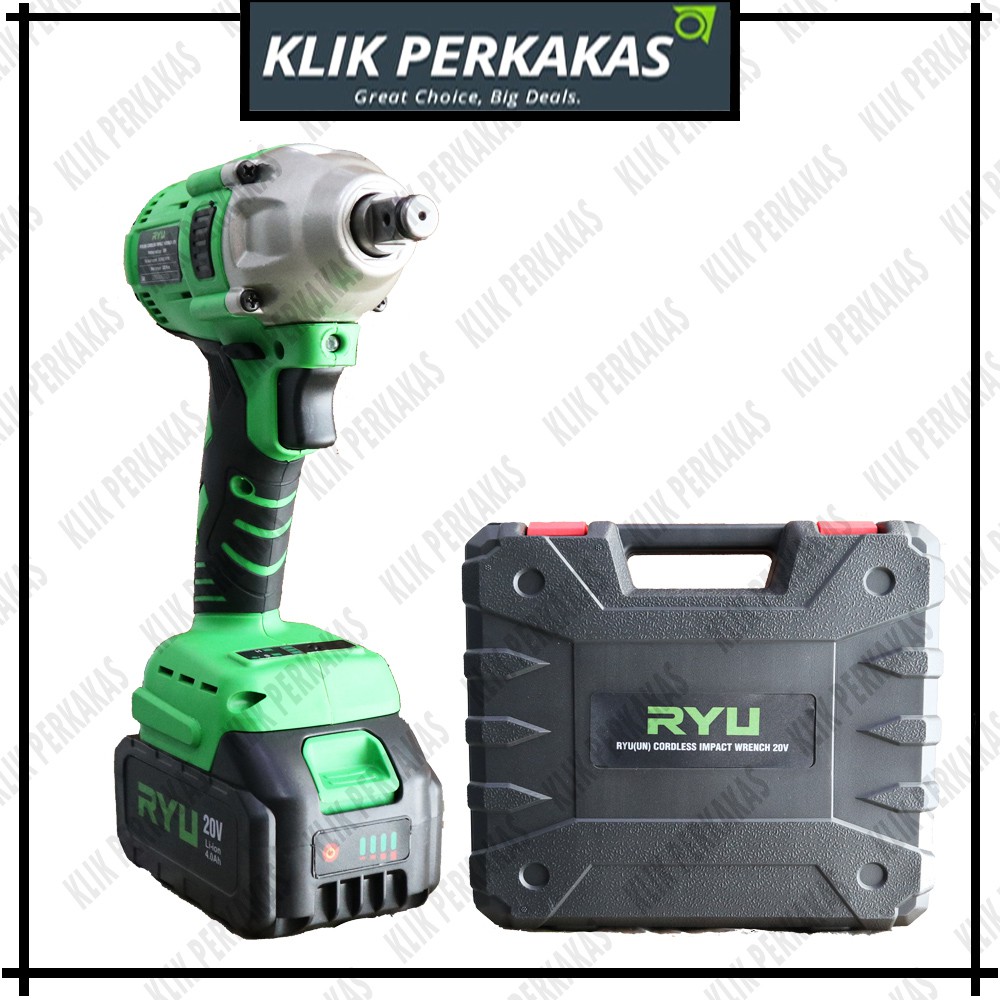 ( 2 Pilihan) RYU Cordless Impact Wrench RCW 20 V Pembuka Baut Baterai RCW20V