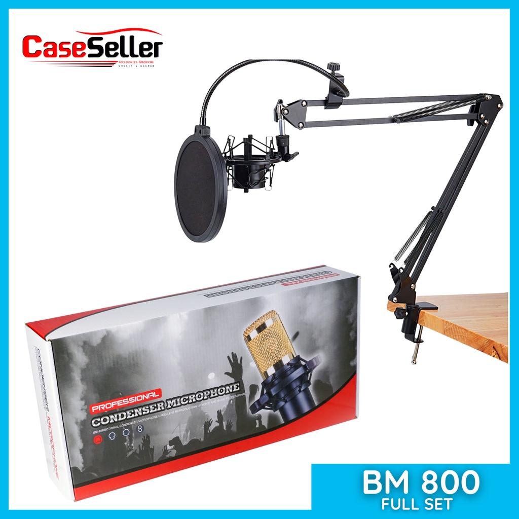 Mic BM 800 Full Paket recording Microphone Condenser Live Streaming Karaoke Record