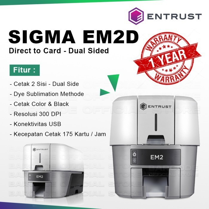 Jual PRINTER CETAK KARTU ID CARD PVC ENTRUST EM2 D DUAL SIDED 2 SISI 