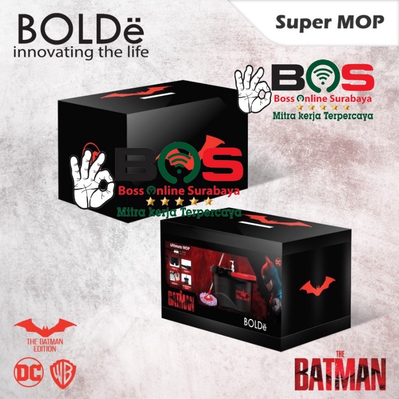 BOLDe Alat Pel Putar Batman Edition Super Mop Pel Lantai Ember Saringan Bisa Dilepas