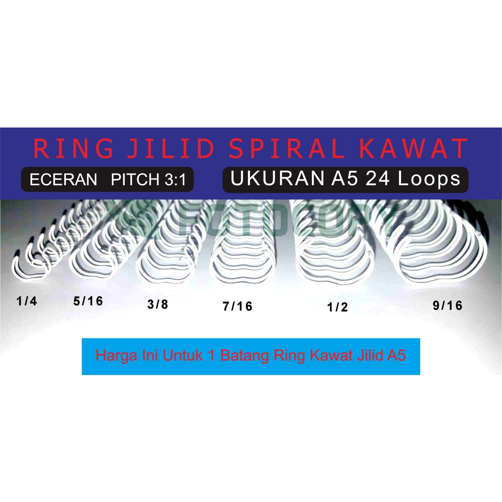 

Spiral Kawat/Ring Kawat Jilid, ECERAN 3:1 A5 24 LOOPS