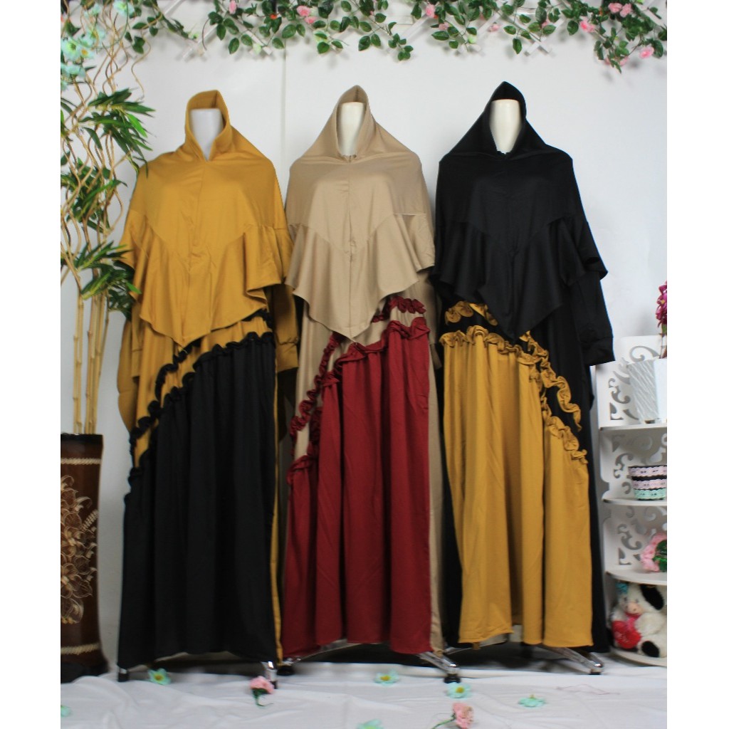 Gamis stella MELISHA Kriwil Bawah Kriwil Diagonal