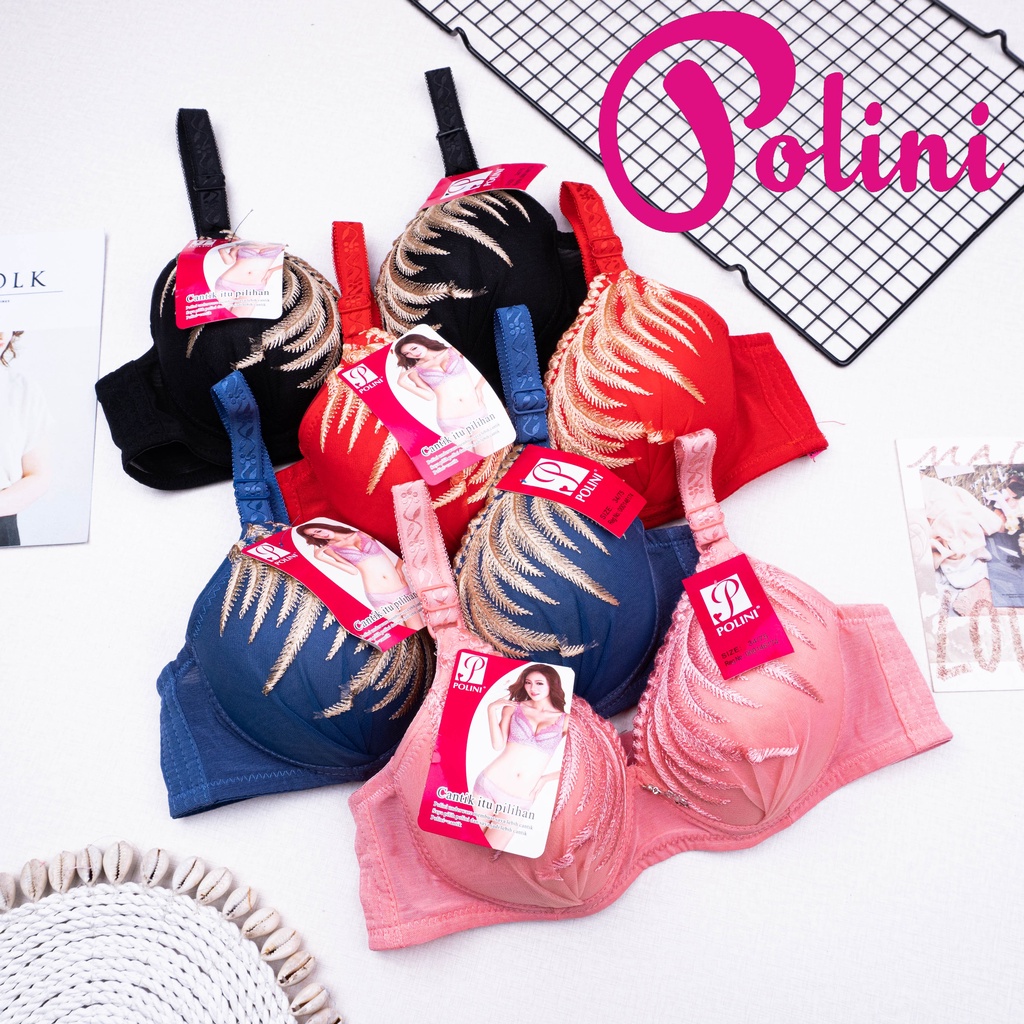 BEE - Polini Bra Bh Fashion Wanita Tanpa Kawat Motif Bordir A39