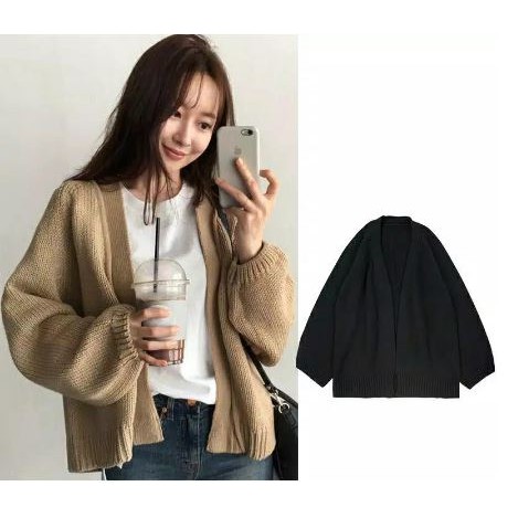 HOPYLOVY - Cardigan Wanita Fashion Cardi Amelia Bahan Rajut Halus