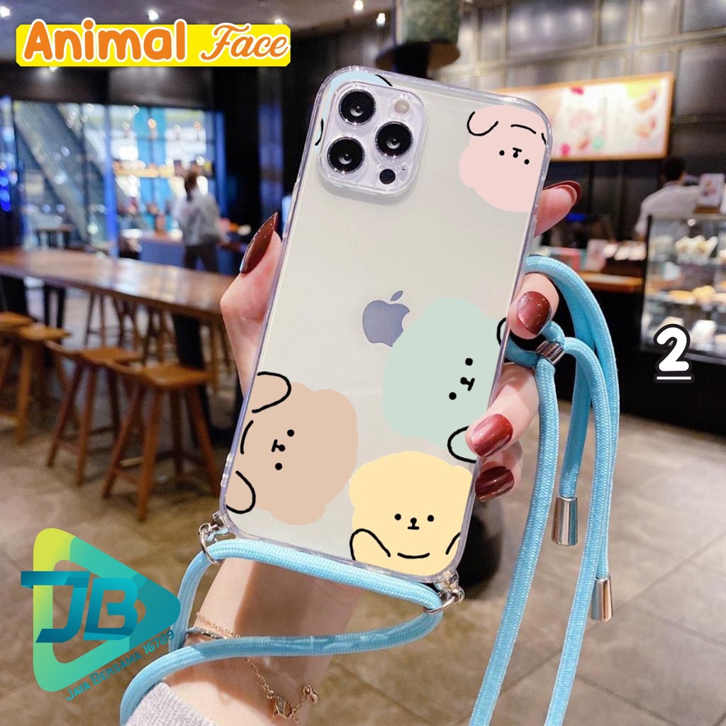 SOFTCASE SLINGCASE LANYARD BENING ANIMAL FACE OPPO VIVO XIAOMI SAMSUNG REALME IPHONE ALL TYPE JB4839