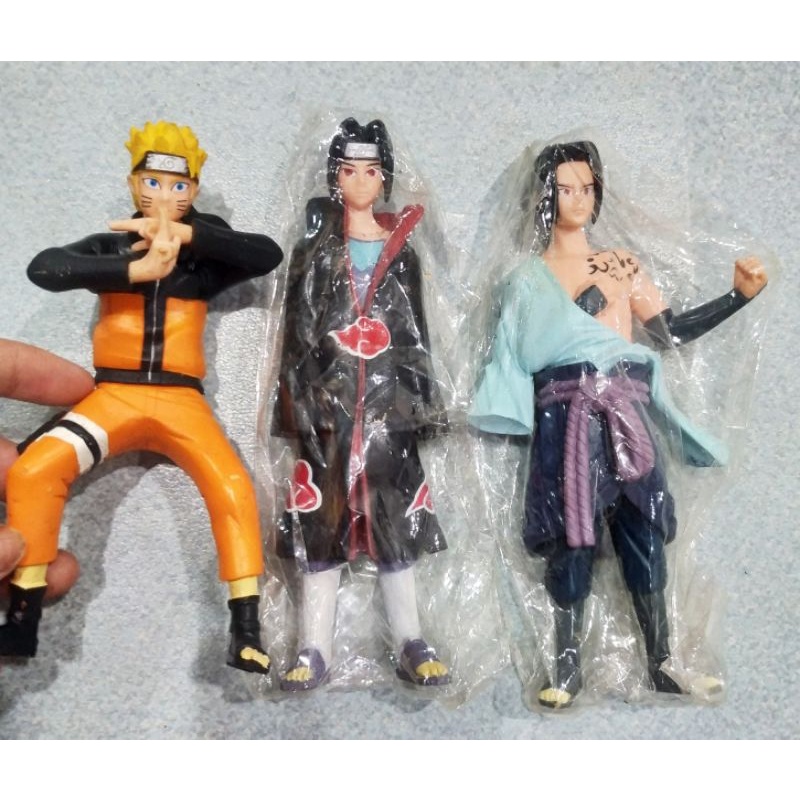 Naruto Figure SET (JUMBO) isi 3 pcs : Boneka Naruto / Figurine Naruto / Mainan Naruto / Hiasan Kue N