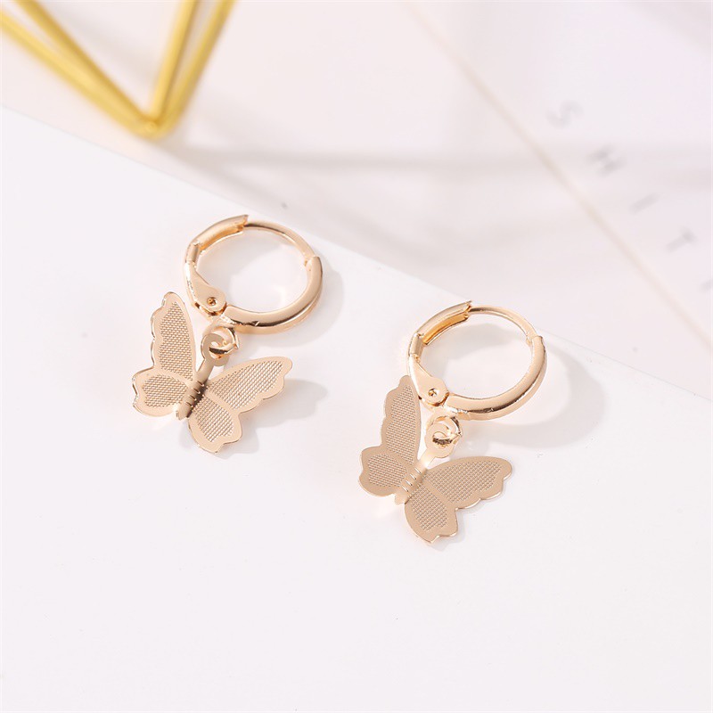 Anting Klip Bentuk Kupu-kupu Matte Gaya Korea Untuk Wanita /Anting Kupu-Kupu Gaya Korea Untuk Wanita