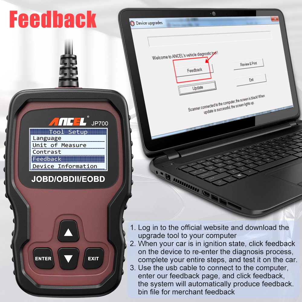 ANCEL JP700 JOBD/OBDII/EOBD Obd2 Scanner Car Scanner Odb2 Car Diagnostic Tool Obd Car Diagnostic Scanner Automotive Scanner