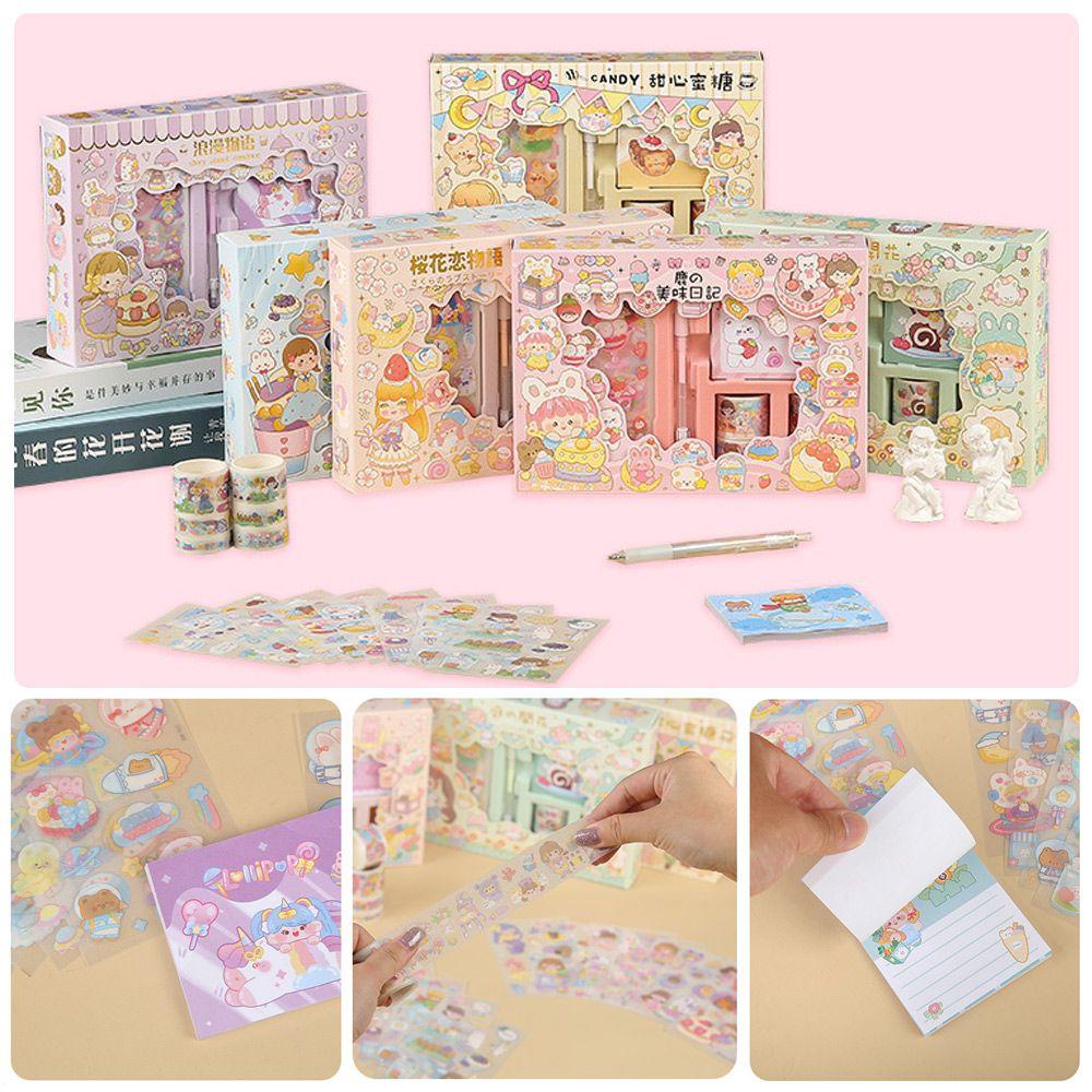 Top Stiker Dekoratif Set Hadiah Kreatif Alat Tulis DIY Bahan Scrapbook Perlengkapan Diary Stiker