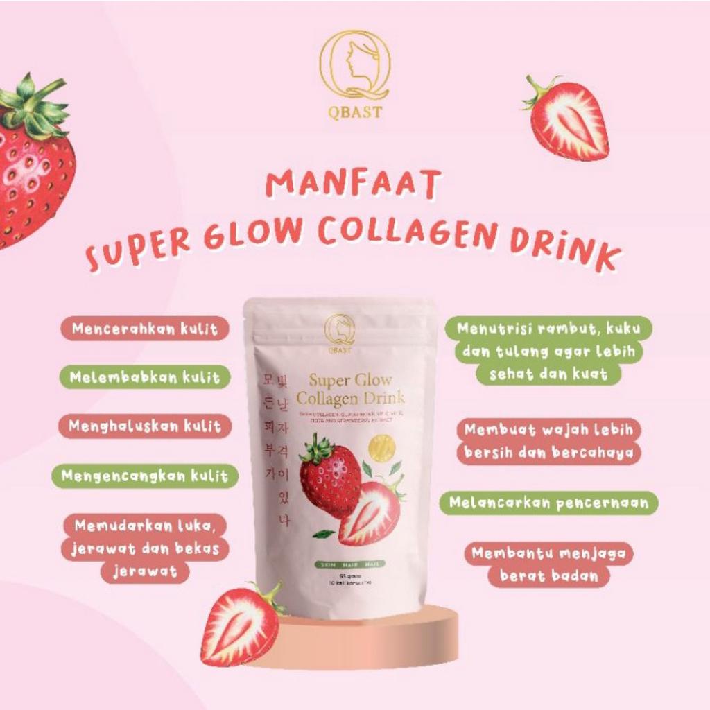 [ AGEN RESMI ] QBAST QELSEA Super Glow Collagen Drink Strawberry - Minuman Kolagen Whitening Booster Original BPOM