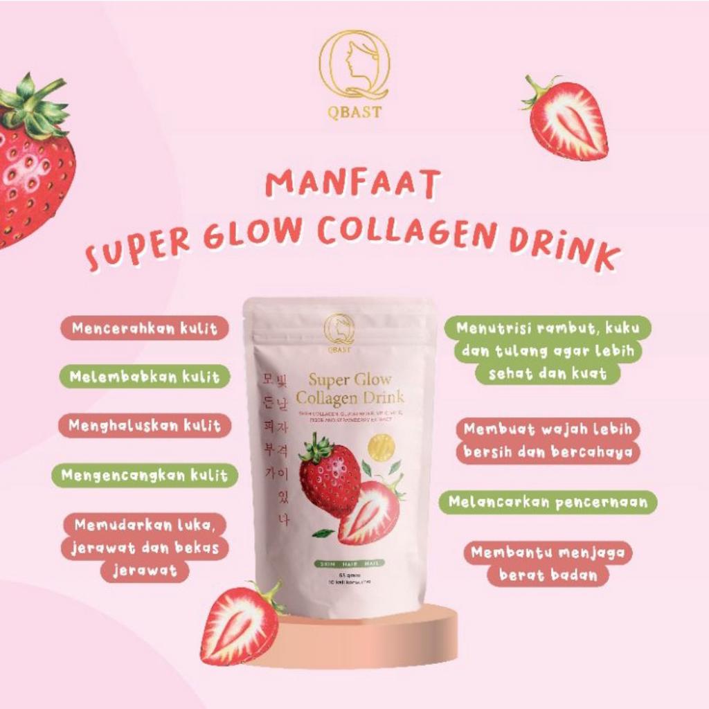 [ FREE GIFT ] QBAST QELSEA Super Glow Collagen Drink Strawberry - Minuman Kolagen Whitening Booster