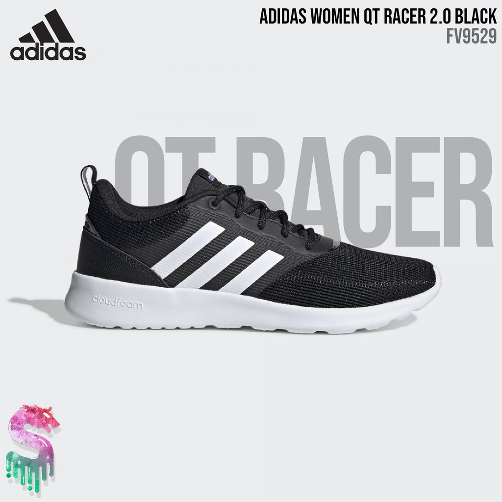 adidas QT Racer 2.0 [FV9529] Black Women Original BNIB - Sepatu Lari Wanita