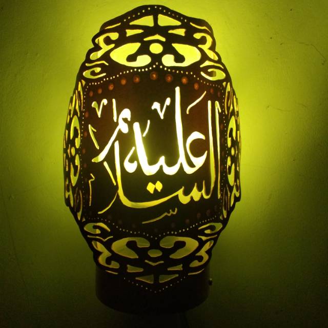 Lampu hias ukir kaligrafi assalamuaikum/lampu dinding/lampu tempel/lampu meja