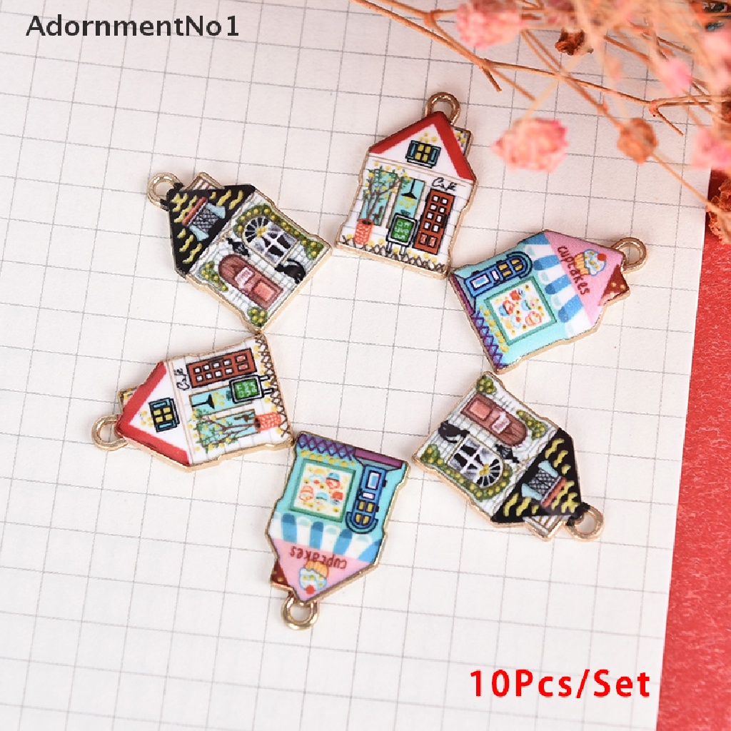 (AdornmentNo1) 10pcs / Set Liontin Bentuk Rumah Bahan Alloy Untuk Kerajinan Tangan DIY