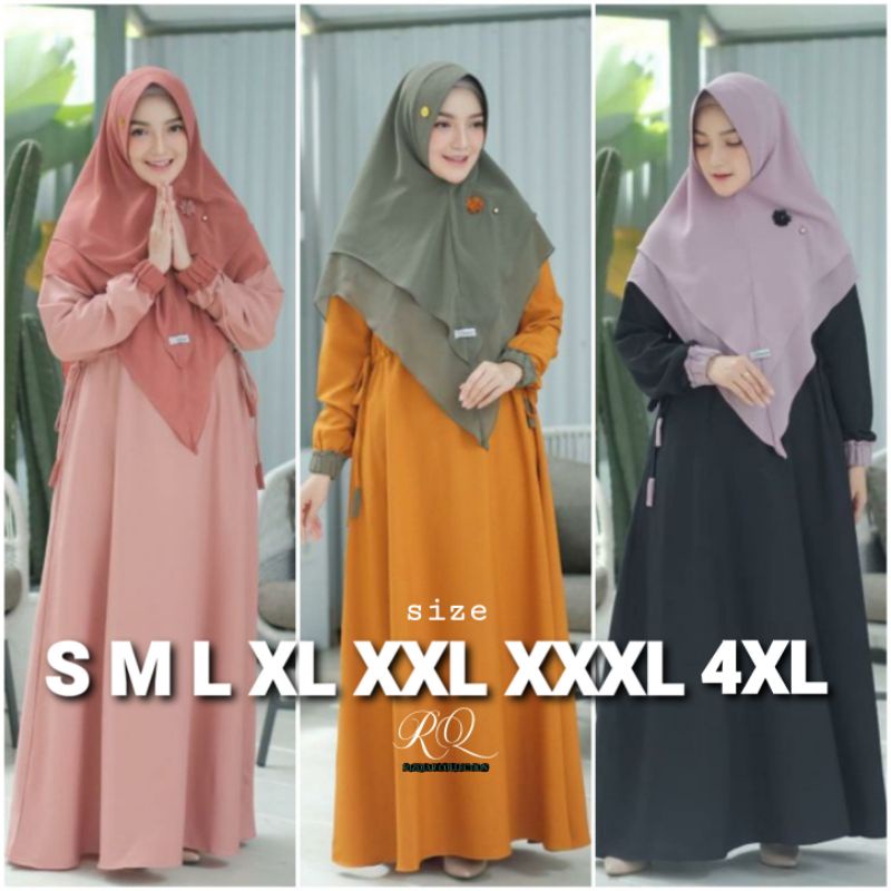 Gamis muslim plus jilbab ceruty gamis syari set zaila series ready ukuran s m l xl xxl xxxl 4xl ready stok