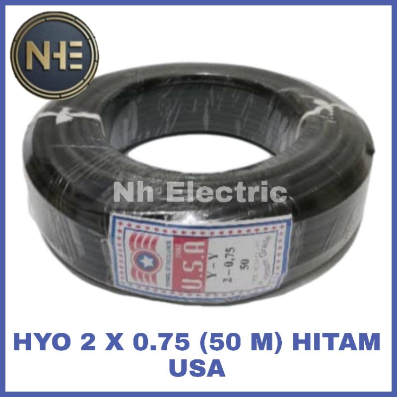 Kabel Listrik Hyo 2x0,75mm Hitam 50 Meter Usa - Kabel Serabut Hyo 2x0.75mm 50M Black Usa