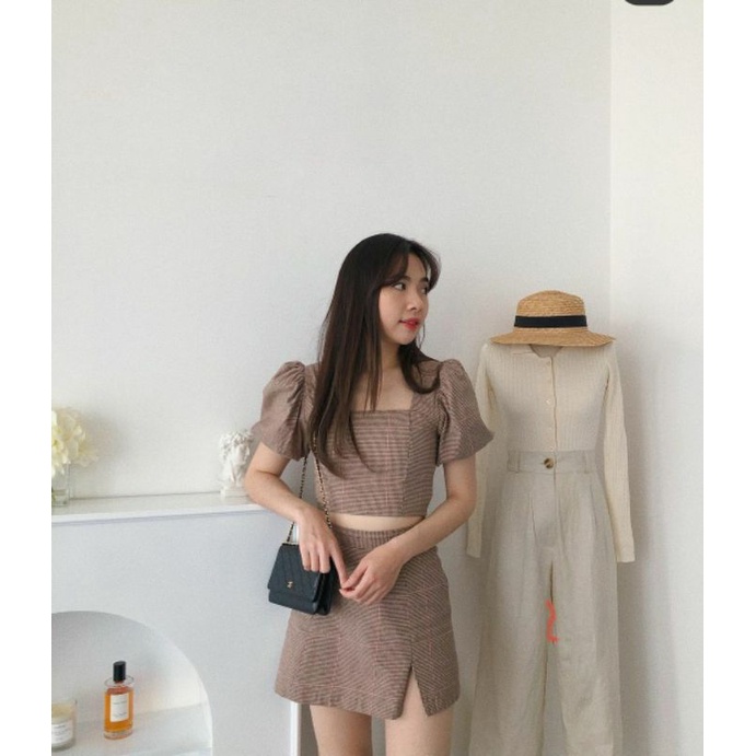 Oudre Sunmi Set Checkered Brown