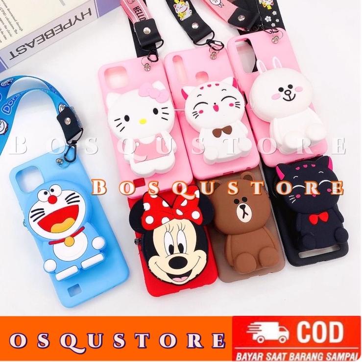 ✮ Sofcase Samsung A12 A03S A02S A02 A01 A01core A11 M11 M12 M02 / Case Karakter Dompet Koin + Tali G