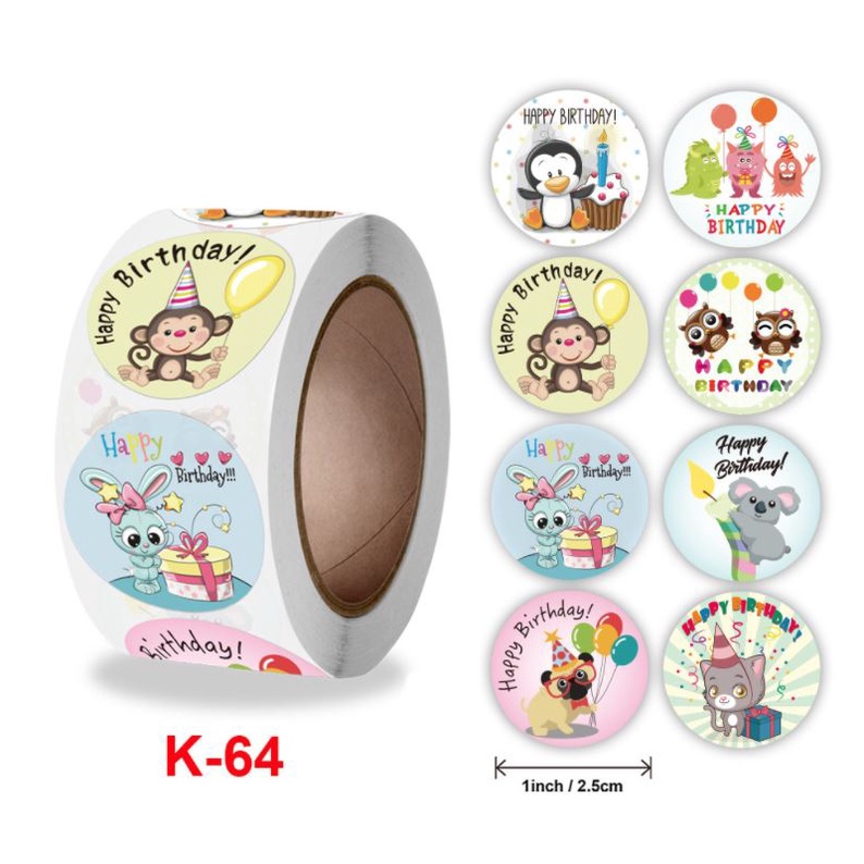 

Sticker Stiker Roll Label Cookies Kue Permen Goodie HAPPY BIRTHDAY 5