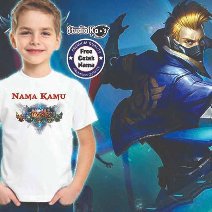 Baju Kaos Anak Cewek Cowok Mobile Legend ML Gratis Cetak Nama Custom Nama Tulis Nama Sablon Nama