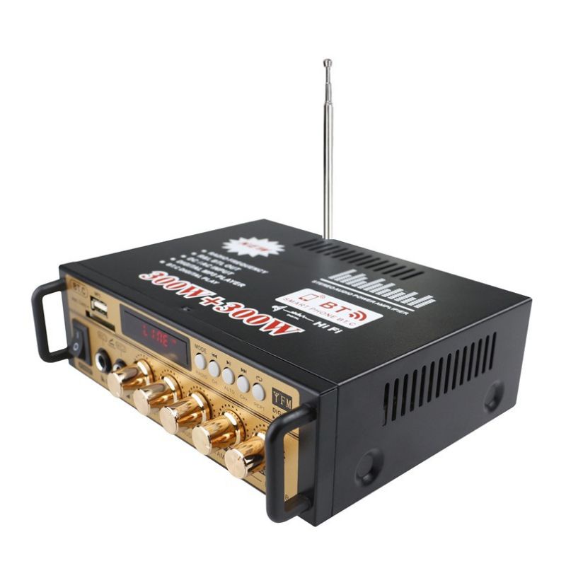 (Model Terbaru)Power Amplifier Wireless Bluetooth Kerndy  BT-198E 300W+300W-Amplifier Karaoke Bluetooth BT-198E