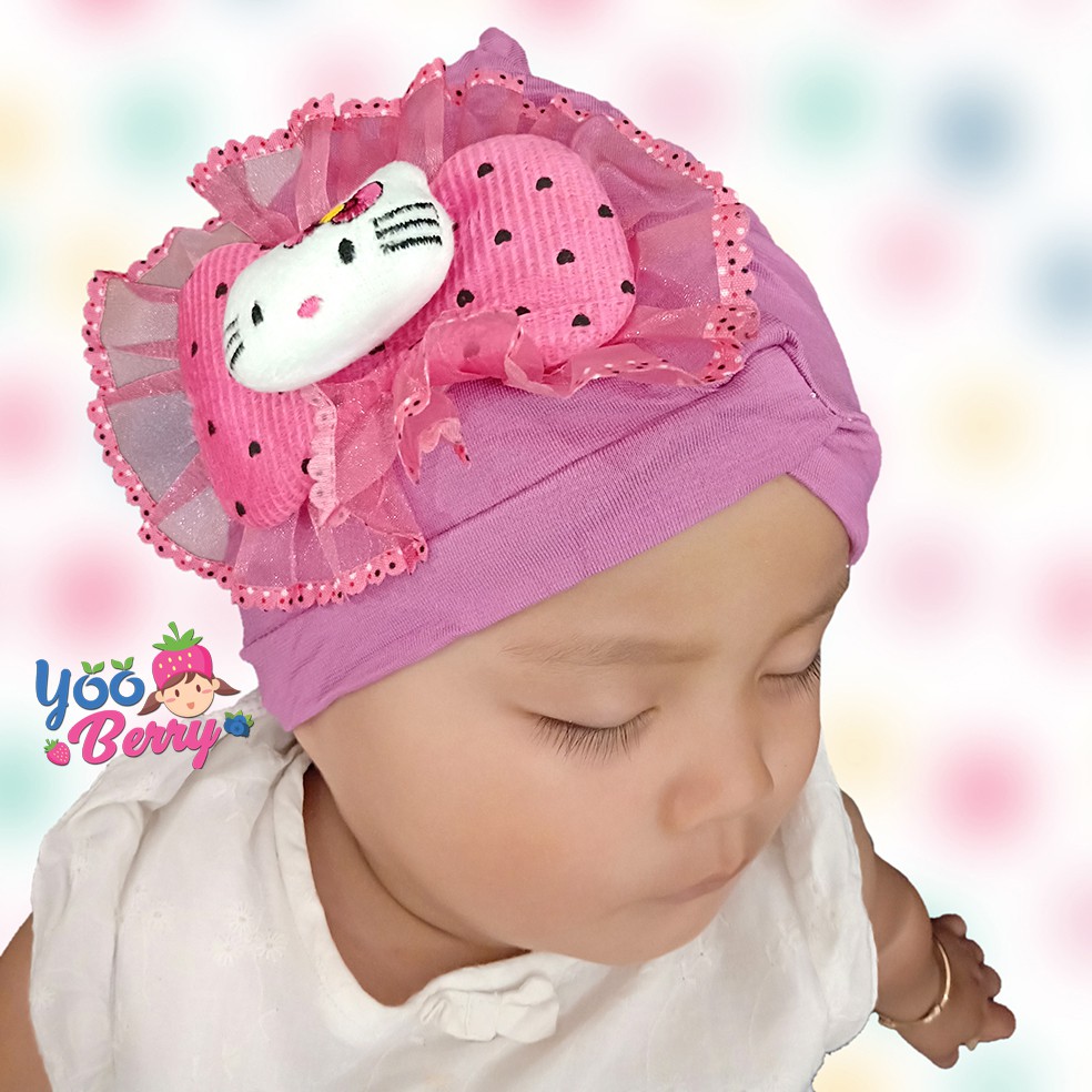 Berry Mart Turban Kaos Bayi Anak Muslim Topi Fashion Bayi Lucu Karakter Kitty Berry Mart