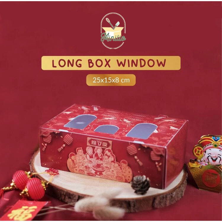 

(5pcs) PACKAGING HADIAH HAMPERS GIFT KOTAK DUS KADO KUE KERING CAKE | SOUVENIR IMLEK CHINESE NEW YEAR CNY LONG BOX WINDOW - ART PAPER
