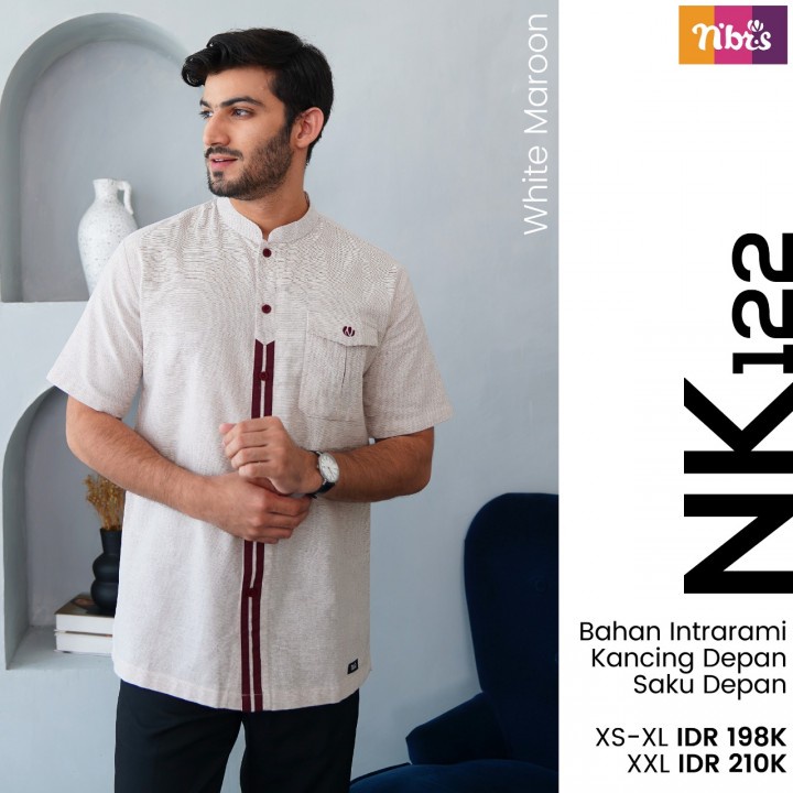 BAJU KOKO LENGAN PENDEK NIBRAS TERBARU NK 122 [BISA COD]