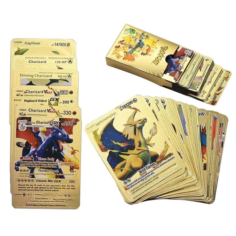 QUINTON Kartu Pokemon Hadiah Natal 54pcs /set Charizard Vmax GX Collection Pikachu Energy Card