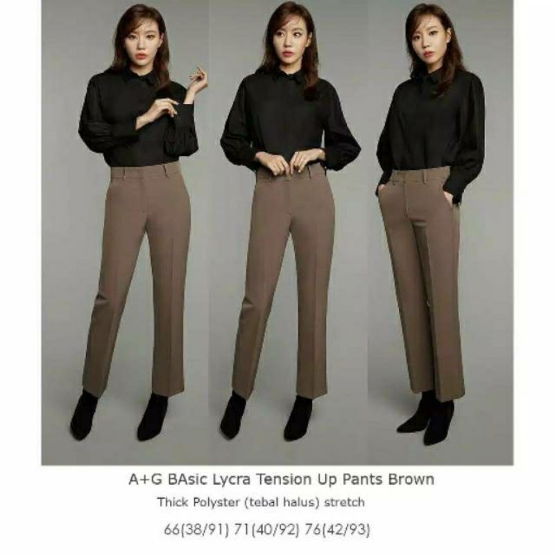 Celana kerja kantor A+G Basic Lycra Tension Up Pants.