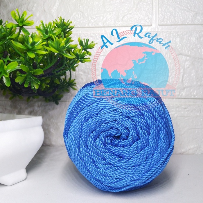 ALRAFAH - Benang rajut Polly kilap/ Polyester/ Biru Azure