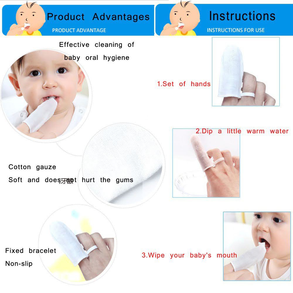 isi 6 Pembersih Lidah Bayi Oral Cleaning Finger Baby Newborn Sikat Gigi Kasa Finger Brush GJ-561