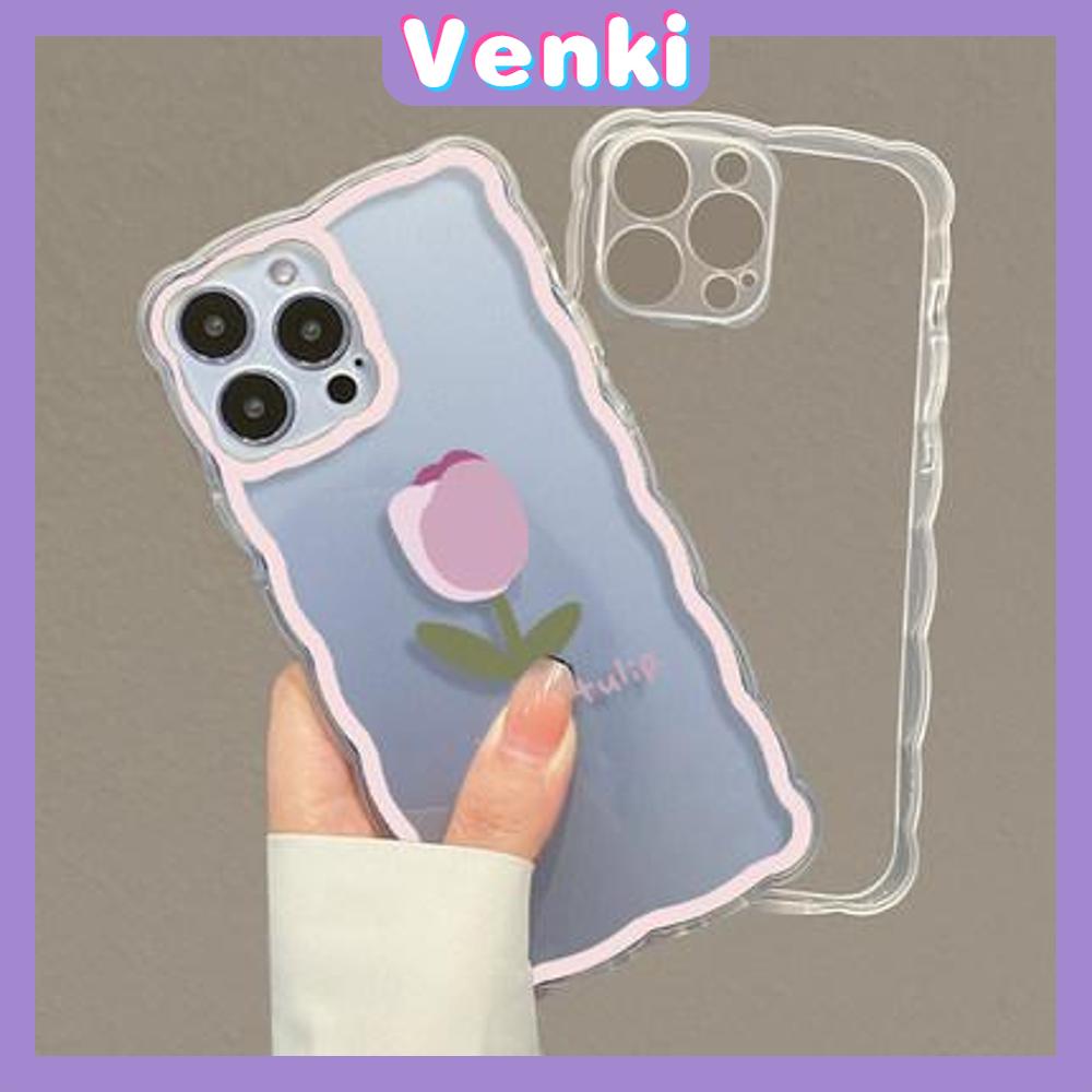 iPhone Case Silicone Soft Case Clear Case Wave Non-Slip Shockproof Camera Full Coverage Protection Purple Flower Tulip For iPhone 13 Pro Max iPhone 12 Pro Max iPhone 11 iPhone7Plus