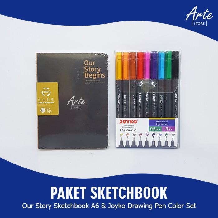 

Lora | Paket Sketch Book (Our Story Begin A6 Dan Drawing Pen Set)