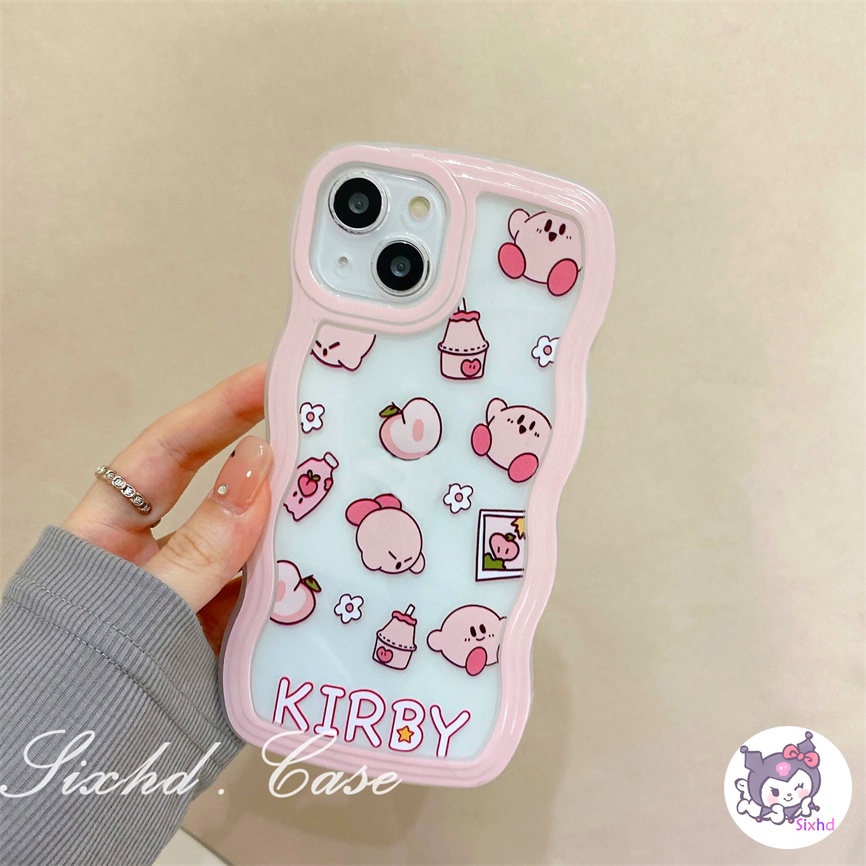 Redmi 12C 11A 10C 9T 9C Note 12 11s 11 10 9 8 Pro 10A 10 9A 9  A2 A1 Xiaomi 11Lite 12T 12Lite 11T 10T Poco M3 F3 X5 X4 X3 Pro Pink Cute Cartoon Star Kirby Wave Pattern Phone Case Soft Cover