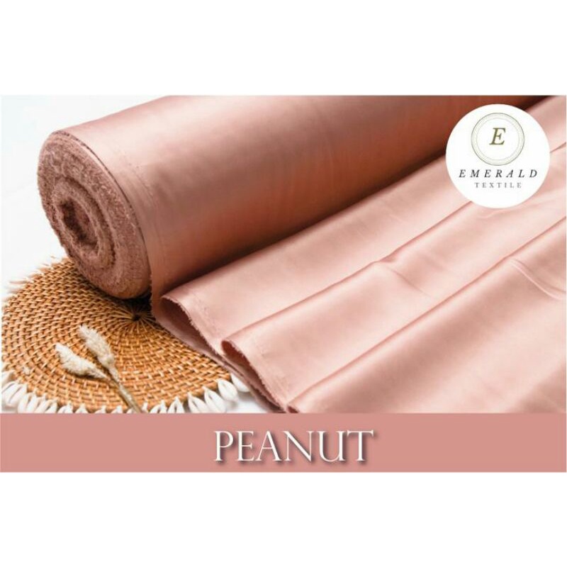 ( BUKAN HIJAB ) SETENGAH METER Kain Satin Velvet Roberto Cavalli Silk Premium - Peanut/Hazelnut ( HARGA PER 50cm KAIN )